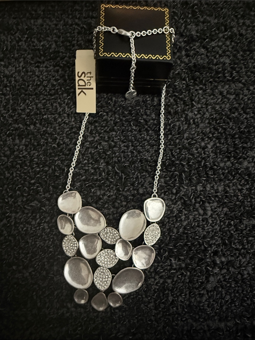 The Sak Silver Tone Pebble Cluster Necklace